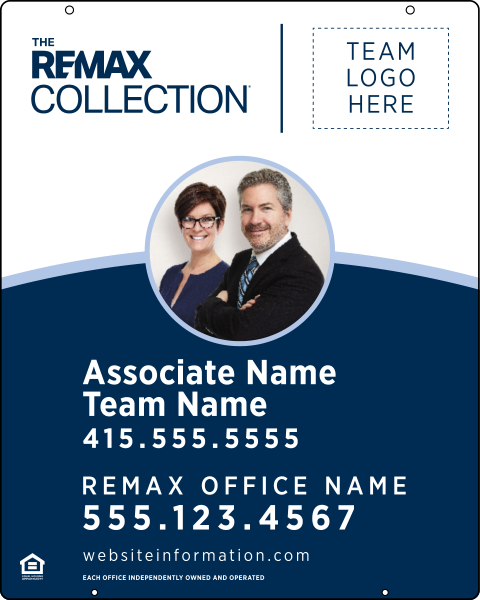 Collection Associate Name w Photo & Logo Hanging Sign Panel,  30h x 24w, Steel